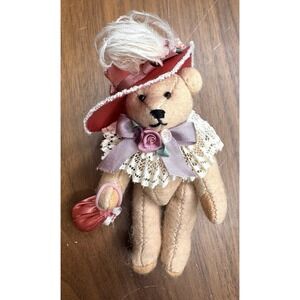 1988 Marilyn Wade Mama's Babies by Karen's Vintage Mini Victorian Bear w/ Hat 4"